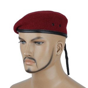 Béret en <span class=keywords><strong>Laine</strong></span> 100% Rouge Brodé de Haute Qualité Double Safe Factory, Casquette Tactique de Sécurité pour <span class=keywords><strong>Femme</strong></span> - Product Image 2