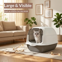 Bac à litière circulaire extra-large en PP pour chat, double entrée, entièrement fermé, anti-éclaboussures, anti-odeurs, pour le nettoyage des animaux