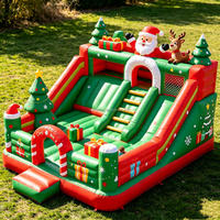 Vente flash : château gonflable de Noël avec toboggan, structure de saut pour enfants, en PVC, installation facile, capacité de 10 personnes, intérieur/extérieur