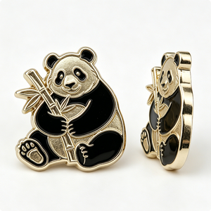 Gold Plated Panda Metal <b>Pin</b> Hard Enamel Animal Souvenir Irregular Shape Zinc Alloy Craft - Product Image 2