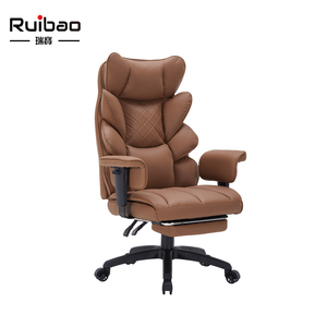 Chaise de bureau exécutive en cuir PU de qualité supérieure, ergonomique, dossier haut, avec accoudoirs rembourrés, pivotante, pour bureau à domicile, salon - Product Image 1
