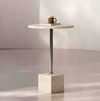 Table console d'appoint en marbre minimaliste italien, style nordique moderne, luxe léger, crème, haut de gamme, pour salon de villa ou d'hôtel