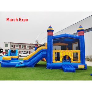 Château Gonflable Commercial Bleu et Jaune à Trois Voies avec <span class=keywords><strong>Piscine</strong></span> pour Fêtes Estivales et Locations - Product Image 3