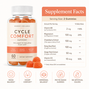 Gomitas de Apoyo para el Ciclo Femenino con Fórmula Personalizada a Base de <span class=keywords><strong>Pectina</strong></span>, Sin Colorantes Artificiales, con Vitex y Dong Quai, Suplemento para el Bienestar - Product Image 6