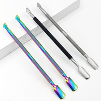 PAIE Poussoir à cuticules double tête en acier inoxydable haut de gamme, outil professionnel de manucure pour l'élimination des peaux mortes et le nail art