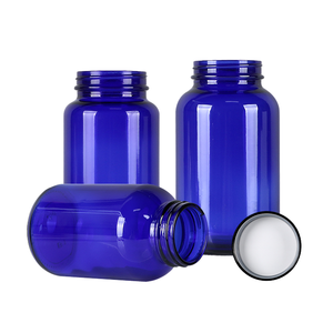 Flacon en verre vide pour capsules médicales, flacon personnalisé pour pilules, flacon en verre bleu de 150 ml pour suppléments vitaminiques avec bouchon à vis - Product Image 1
