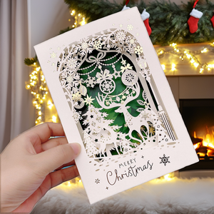 Carte de vœux de Noël 3D pop-up en forme d'église, sérigraphiée, en carton duplex gaufré, découpée au laser et teintée - Product Image 2