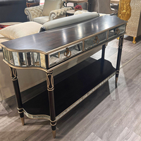 Console de style vintage du Moyen-Orient de luxe pour salon, entrée, en bois massif et miroir en verre, armoires de bar