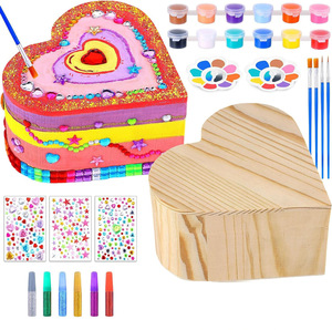 Kit Scatola Portagioie in Legno a Forma di Cuore con Diamanti, Set Artistico Natalizio per Bambine, Giocattoli Creativi per Bambini - Product Image 1