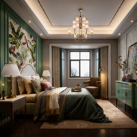 Ensemble de meubles de chambre à coucher en bois massif scandinave avec support ergonomique et grand rangement pour maison moderne, hôtel, appartement