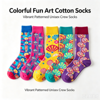 Chaussettes en coton à motif dessin animé pour femmes, vente en gros, 7 designs de personnages, étiquette personnalisée pour cadeau de fête ou usage quotidien