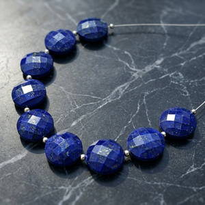 Lapis Lazuli perles de briolette rondes à facettes pierre précieuse pour la fabrication de bijoux - Product Image 4