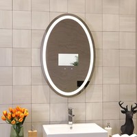 Cermin pintar persegi anti pecah, Modern TV LED bercahaya kabut kamar mandi bebas kabut layar sentuh cerdas Dekorasi Rumah