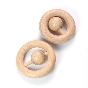 Base en bois de hêtre, anneau rond, jouet pour enfant, clochette ronde pour bébé, hochet, artisanat en bois, gravé, anneau en bois massif - Product Image 1