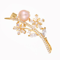 Bros Pin Beruang Berhiaskan Mutiara Air Tawar Pink Minimalis Desainer Berlapis Emas Asli Lancui Good Omens Geometric Statement Rhinestone