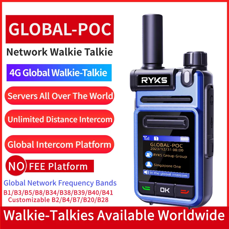 Global-Intercom 4G PoC Internet Two-Way Radio MINI Sim Card walkie talkie long range 5000km pair  no fee  Intercom platform