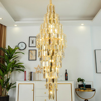 Lustre en cristal personnalisé PM pour escalier duplex, villa, moderne, rotatif, pour salon de luxe sur un niveau intermédiaire, lampe suspendue