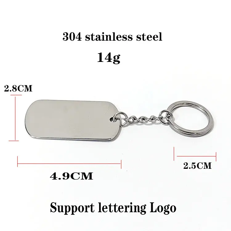 Zincir ile 2.5CM anahtarlık paslanmaz çelik metal plaka yazı özel işaretleme Logo işaretleme numarası hediye liste