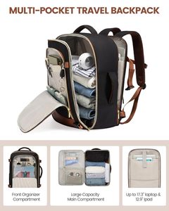 Set Zaino da Viaggio 40L Approvato per Voli, Adatto a Laptop da 17 Pollici, Approvato TSA, Impermeabile, con Cerniera, Ecologico, per Palestra - Product Image 4