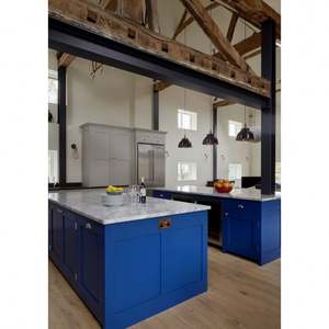 Meubles de cuisine modulaires, îlot de cuisine, prix d'usine, ensemble complet personnalisé, design moderne, blanc shaker, laque bleue - Product Image 6