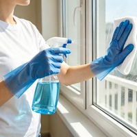 Gants en polyéthylène de nettoyage Lavage Imperméable Anti-huile Ambidextre Bleu Texture givrée Gants jetables en TPE pour la maison
