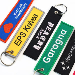 Porte-clés en tissu avec logo personnalisé Porte-clés brodé double face avec écusson et cadeau promotionnel - Product Image 4