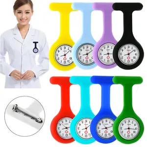 Wholesale Doctors Nurses Clip Pocket Watches Colorful Brooch Silicone Fob Watch