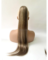 Queue de cheval à clipser de style européen, 100% cheveux humains, double épaisseur, 10-22'', vente en gros directe usine