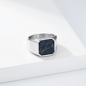 Bague en acier inoxydable avec pierres précieuses, style artistique haut de gamme pour hommes, tendance Europe <span class=keywords><strong>et</strong></span> Amérique, accessoires MGJZ320 - Product Image 4