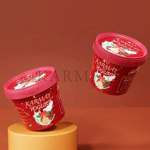 Pot de yaourt en plastique de 500 ml (16 onces) avec couvercles et cuillère, rond, étiquette IML, style européen de Noël, fabriqué en Chine - Product Image 6