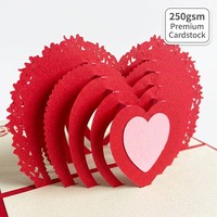 Carte de vœux pop-up 3D en forme de cœur rouge, faite à la main, en papier Kirigami Origami, pour la Saint-Valentin, les mariages, les invitations, les cartes cadeaux, avec vernis brillant et découpe.