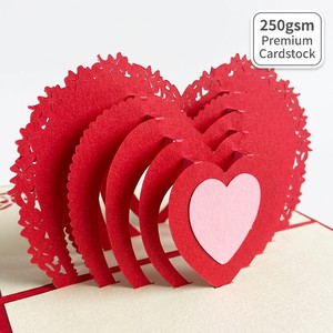 Carte de vœux pop-up en forme de cœur rouge 3D, faite à la main, en papier Kirigami Origami, pour la Saint-Valentin, les mariages, les invitations, les cartes cadeaux - Product Image 4