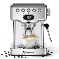 Machine à café expresso Anbolife, vente en gros d'usine, OEM, 1,8 L, affichage de la température LED, 5 boutons tactiles, pour la maison et le commerce