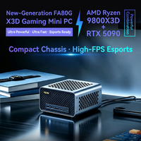 Mini station de travail FA80G, AMD Ryzen 7 9800X3D + RTX 5090M 24G, sortie 5 écrans et double LAN 2.5G, PC de jeu ultra-compact AM5