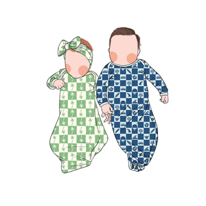 Tutina per Neonati Little Glow Kid, Servizio OEM ODM, Morbidissimo Body a Quadri con Nodo per Bambini - Product Image 5