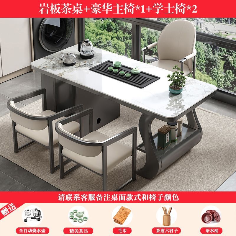 Stone Slab Tea Table 1 Luxury Main Chair 2 Bachelor Chairs