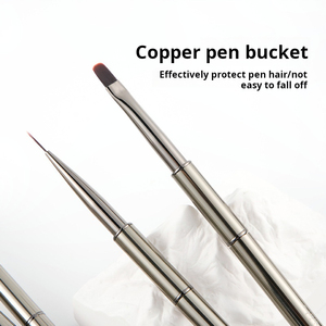 Custom Logo Nail Brush Set Metal Handle with Pen <b>Cap</b> Professional Gel Painting Brushes for Salon - Product Image 4