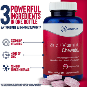 Tabletas de zinc sin azúcar, soporte inmunológico, tabletas de baya de saúco, vitamina Zin, soporte antioxidante, tableta para la salud de la piel y los huesos - Product Image 3