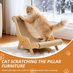 Modern Folding Eco-Friendly Interactive Sisal <b>Cat</b> Scratcher Recliner <b>Sofa</b> Hammock Wooden Grinding Claw Pad Replaceable Carton - Product Image 3