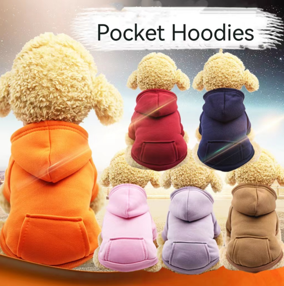 Casual Sporty Style Warm Puppy Dog Cloth Thickened Soft Solid Color Pet Hoodies