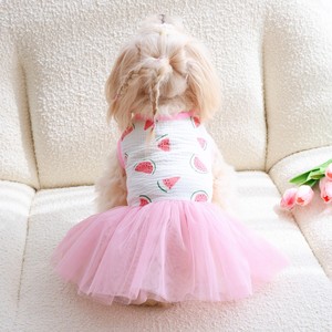 Robe tutu en coton pour animaux de compagnie avec motif fraise rouge et rose pour chats et chiens, vêtements printemps-été - Product Image 3