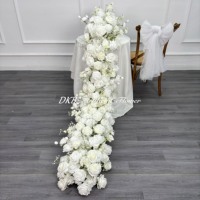 DKB Chine Usine de fleurs artificielles Vente en gros d'arrangements floraux artificiels Décoration de roses en soie blanche pour mariage