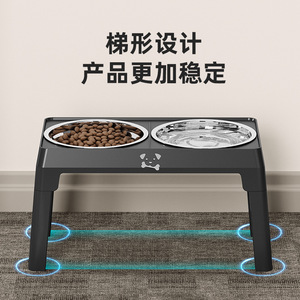 Foldable Height Adjustable Dog Bowl Stainless Steel Double Feeding <b>Tray</b> For Small Medium Dogs Pet Feeder With 8Cm <b>Folded</b> Height - Product Image 5