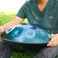 Classic Gold 12notes Handpan Drum 22-inch D Minor Drum Set Handmade Stainless Steel with Storage Bag for Instrument Beginners