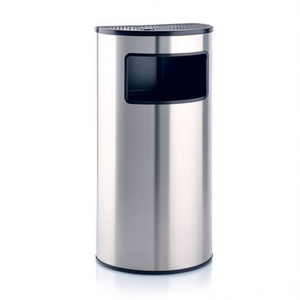 Cestino per Rifiuti in Acciaio Inox 80 L Semicircolare per Uso Esterno - Product Image 2