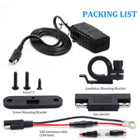 Pengisi Daya Ponsel USB untuk Sepeda Motor, Pengisi Daya Ponsel Sepeda Motor Dual Port QC+PD 3.0 dengan Voltmeter, Sakelar ON/OFF & Sekring