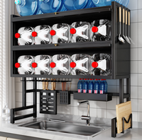 Étagère de rangement multifonctionnelle moderne en acier au carbone double couche, écologique, durable et étanche, pour vaisselle