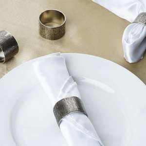 Lot de 4 ronds de serviette en aluminium côtelé vintage de type rose métallique pour décorations de mariage ou de fête à la maison - Product Image 3
