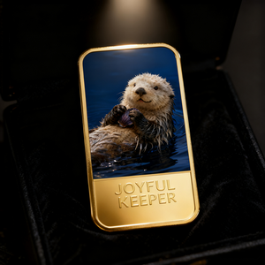 Lingotes Conmemorativos Personalizados con Impresión UV, Tema Animal, Bañados en Oro, Diseño <span class=keywords><strong>de</strong></span> Nutria con Concha, Pedido al por Mayor - Product Image 3
