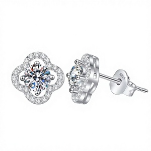 925 Sterling <b>Silver</b> Sparkling Moissanite Trendy Hexagon <b>Stud</b> Earrings for Women Fine Jewelry - Product Image 4